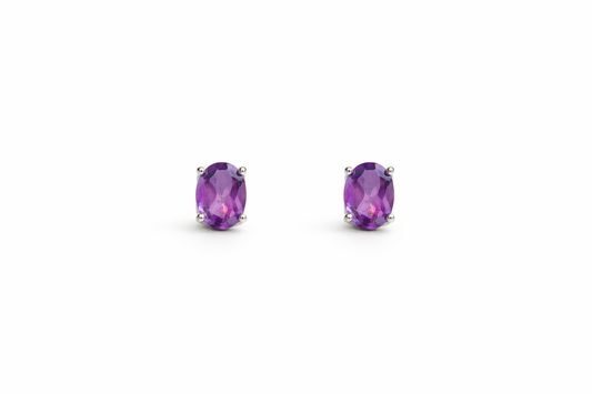 Sterling Silver Amethyst Stud Earrings