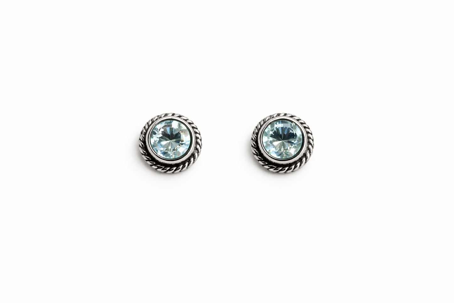Sterling Silver Blue Topaz Stud Earrings