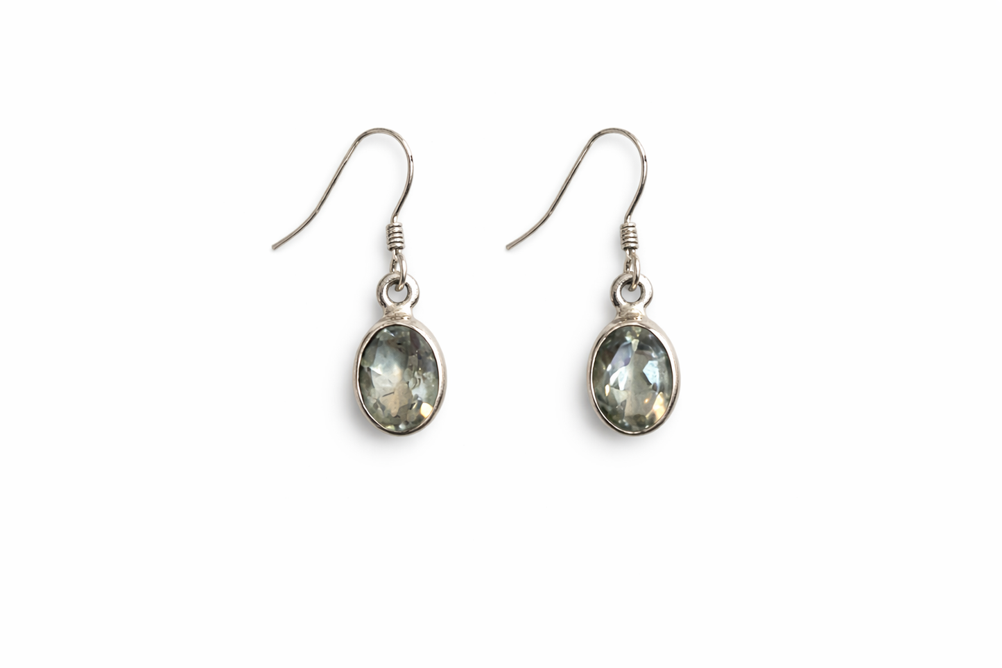 Sterling Silver Green Amethyst Dangle Earrings