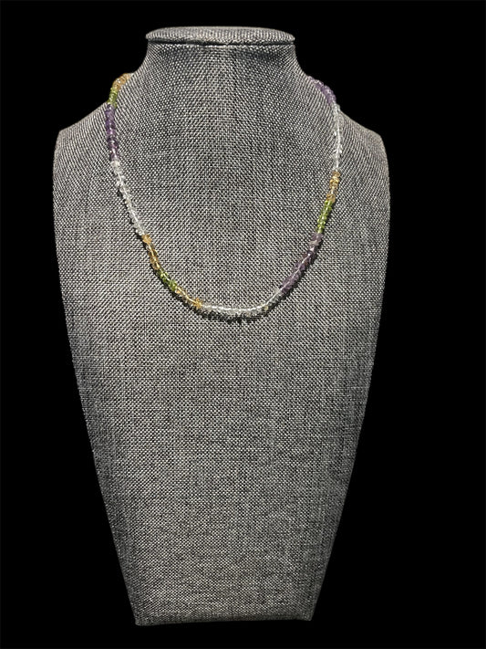 Amethyst Citrine Peridot and Crystal Quartz Necklace
