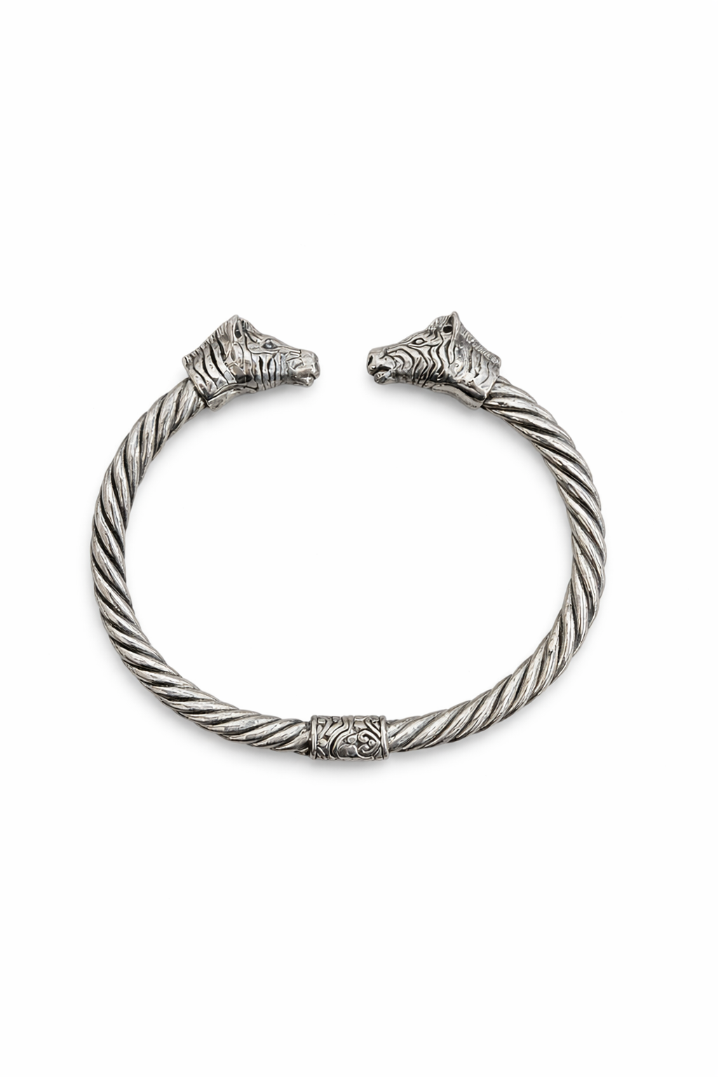 Sterling Silver Zebra Heads Bracelet Adjustable