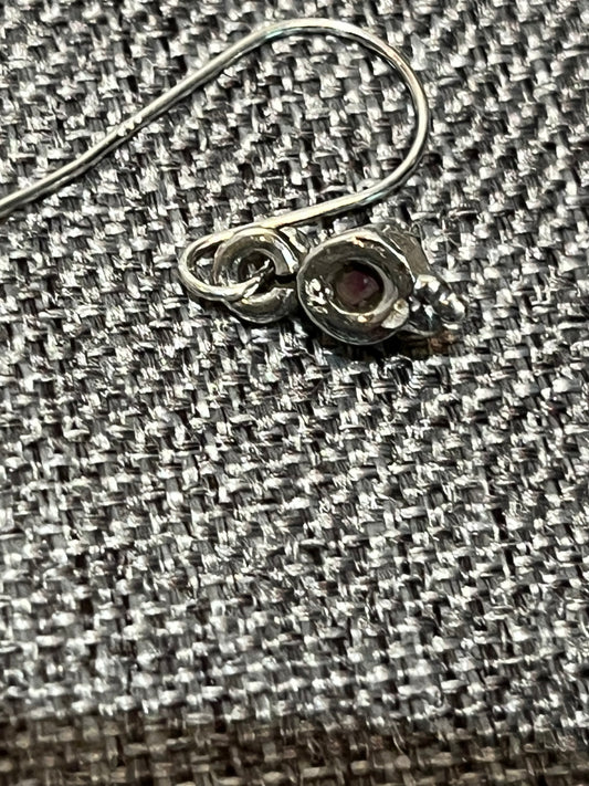 Sterling Silver Ruby Dangle Earrings