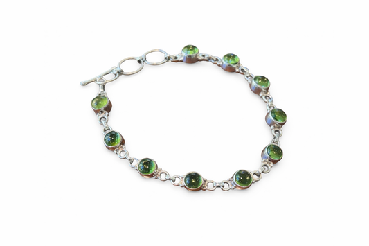 Sterling Silver Tennis Bracelet With Peridot Adjustable
