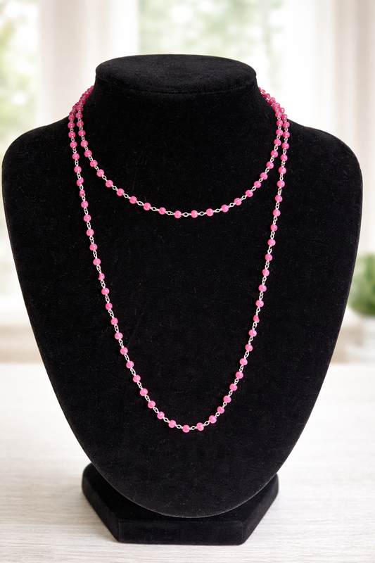 Sterling Silver 30" Ruby Necklace
