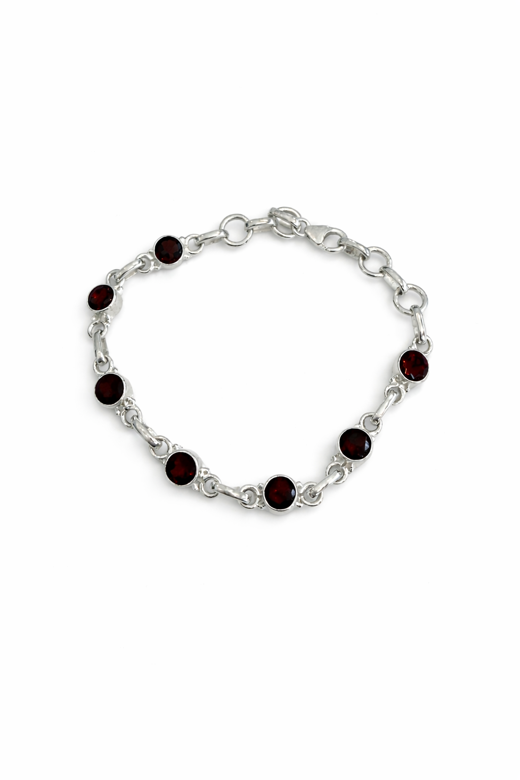 Sterling Silver Garnet Tennis Bracelet
