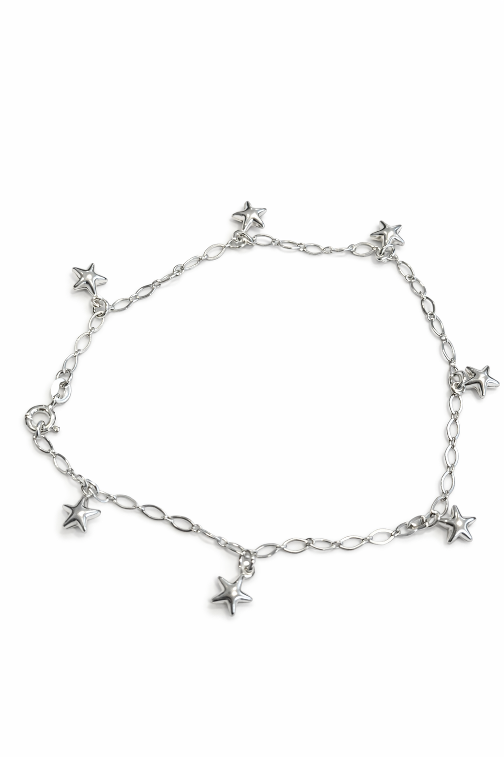 Sterling Silver Star Anklet Made in Italy