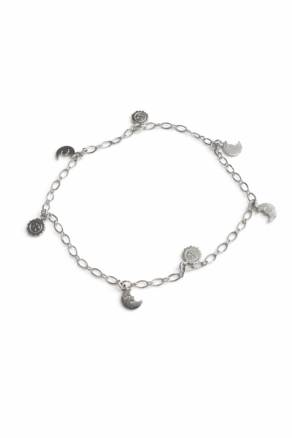 Sterling Silver Moon And Sun Anklet Italy