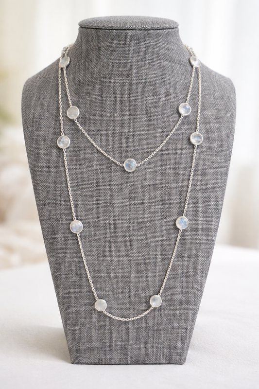 Sterling Silver Floating Moonstone Necklace