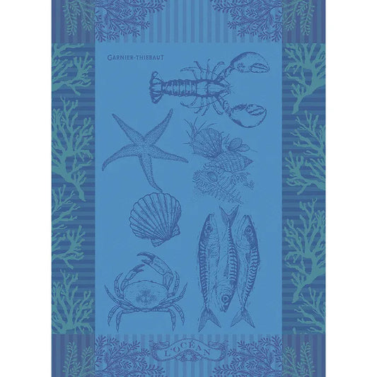 Garnier Thiebaut French Kitchen L'Ocean Bleu Jacquard Towel