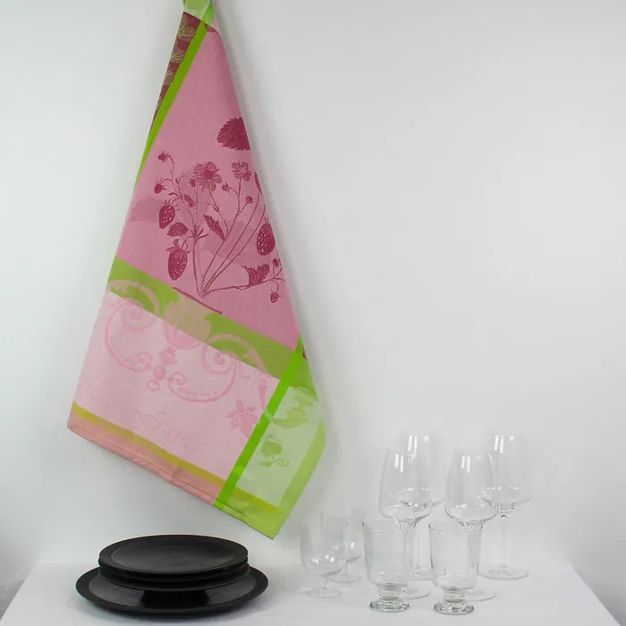Garnier Thiebaut French Kitchen Fraisier Rose Jacquard Towel