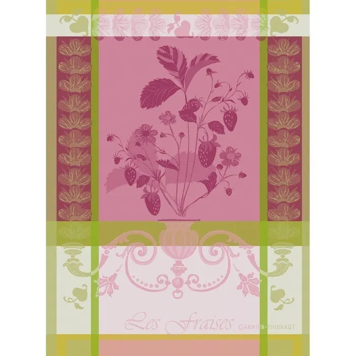 Garnier Thiebaut French Kitchen Fraisier Rose Jacquard Towel