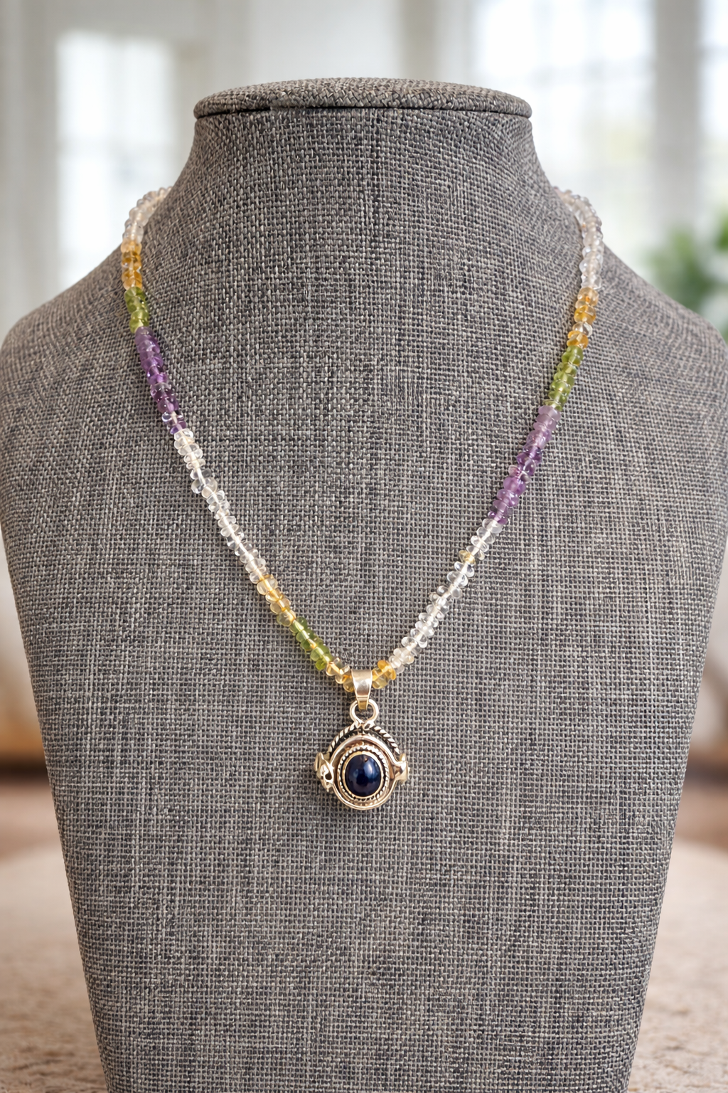 Sterling Silver Gemstone Necklace with Amethyst Poison Pendant Locket