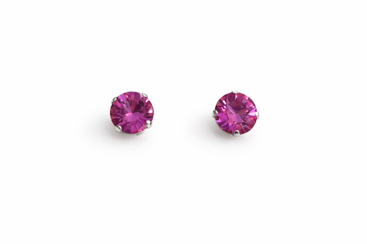 Sterling Silver Pink Sapphire Stud Earrings