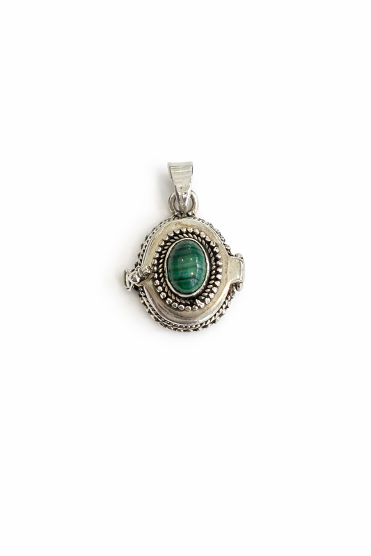 Sterling Silver Malachite Poison Pendant Locket