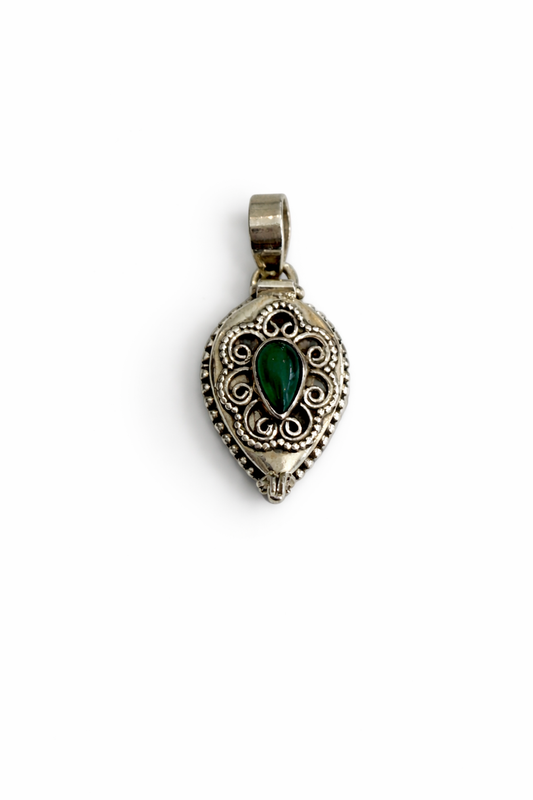 Sterling Silver Green Onyx Poison Pendant Locket