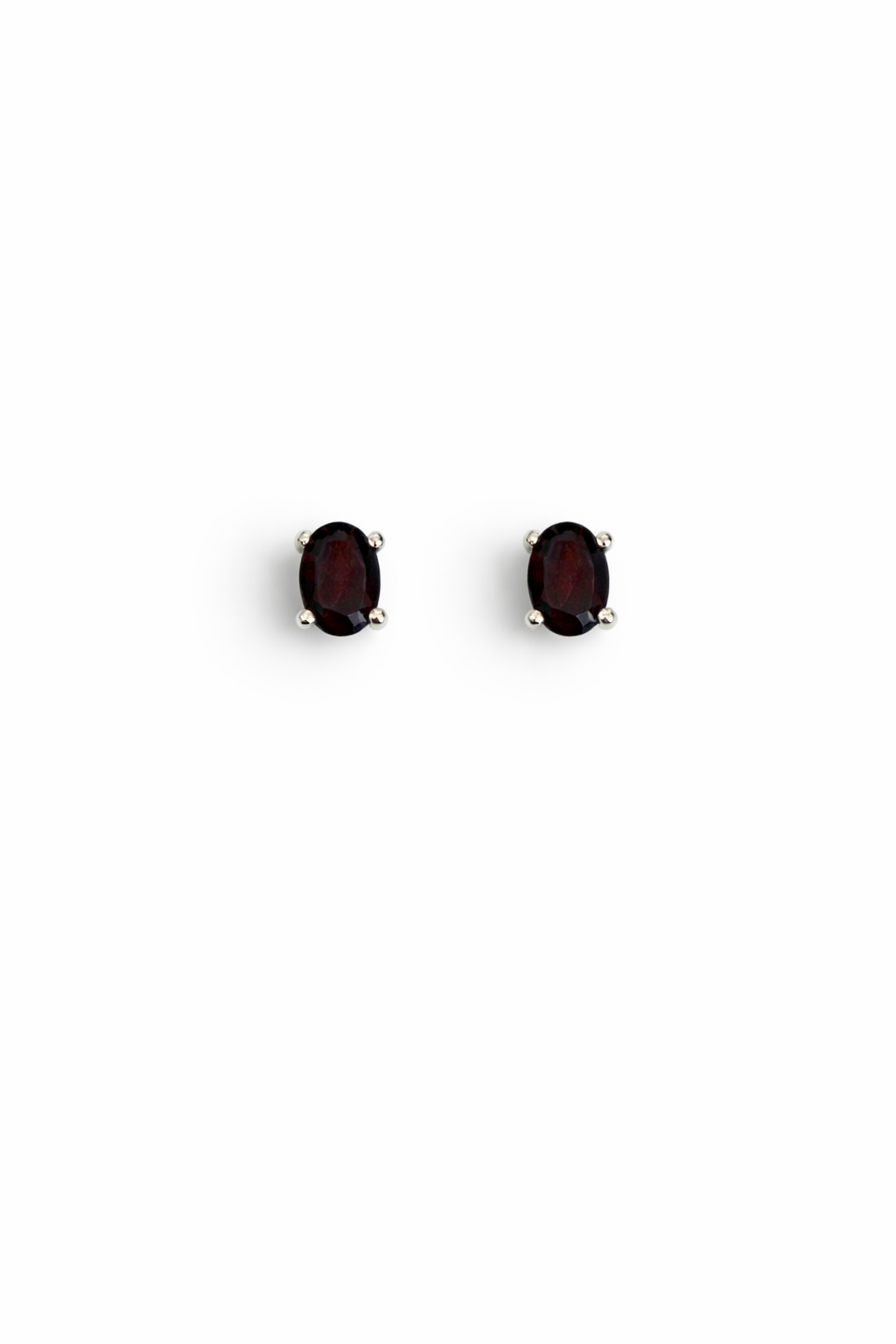 Sterling Silver Garnet Stud Earrings