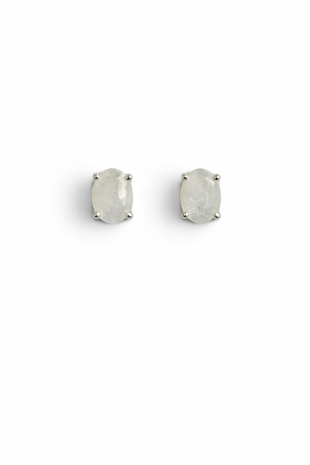 Sterling Silver Moonstone Stud Earrings