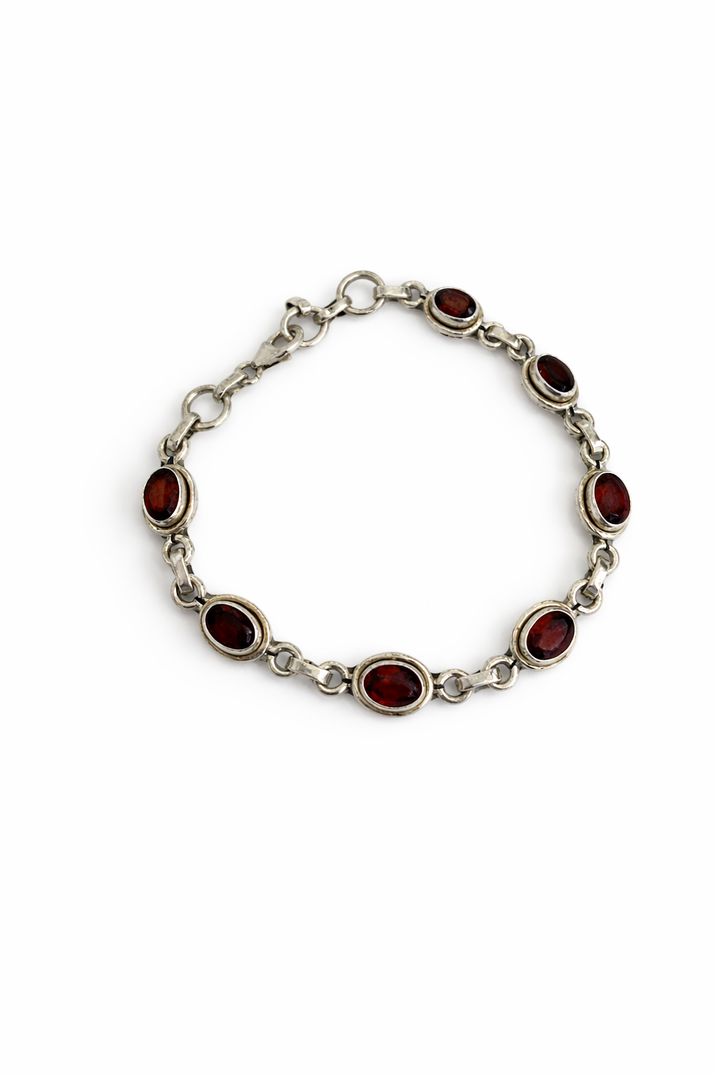 Sterling Silver Garnet Tennis Bracelet Adjustable