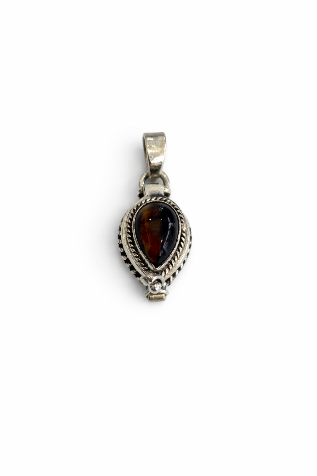 Sterling Silver Tiger's Eye Poison Pendant Locket