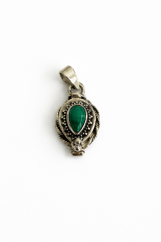 Sterling Silver Malachite Poison Pendant Locket
