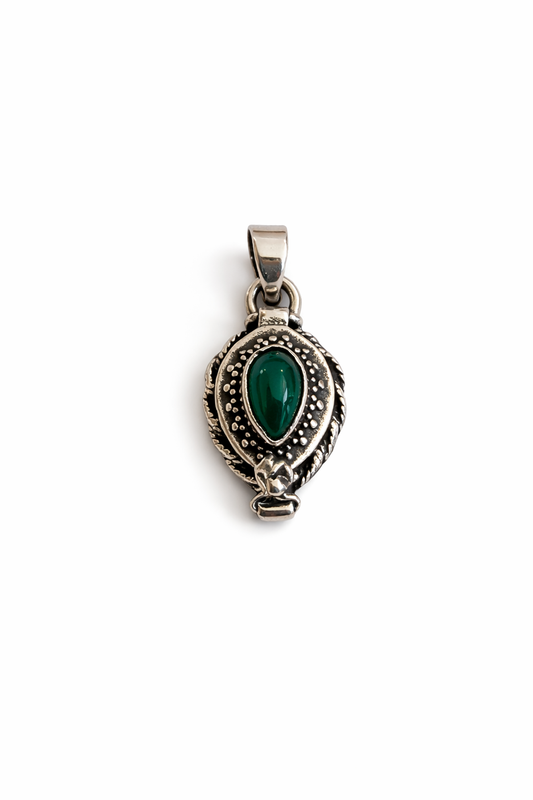 Sterling Silver Green Onyx Poison Pendant Locket