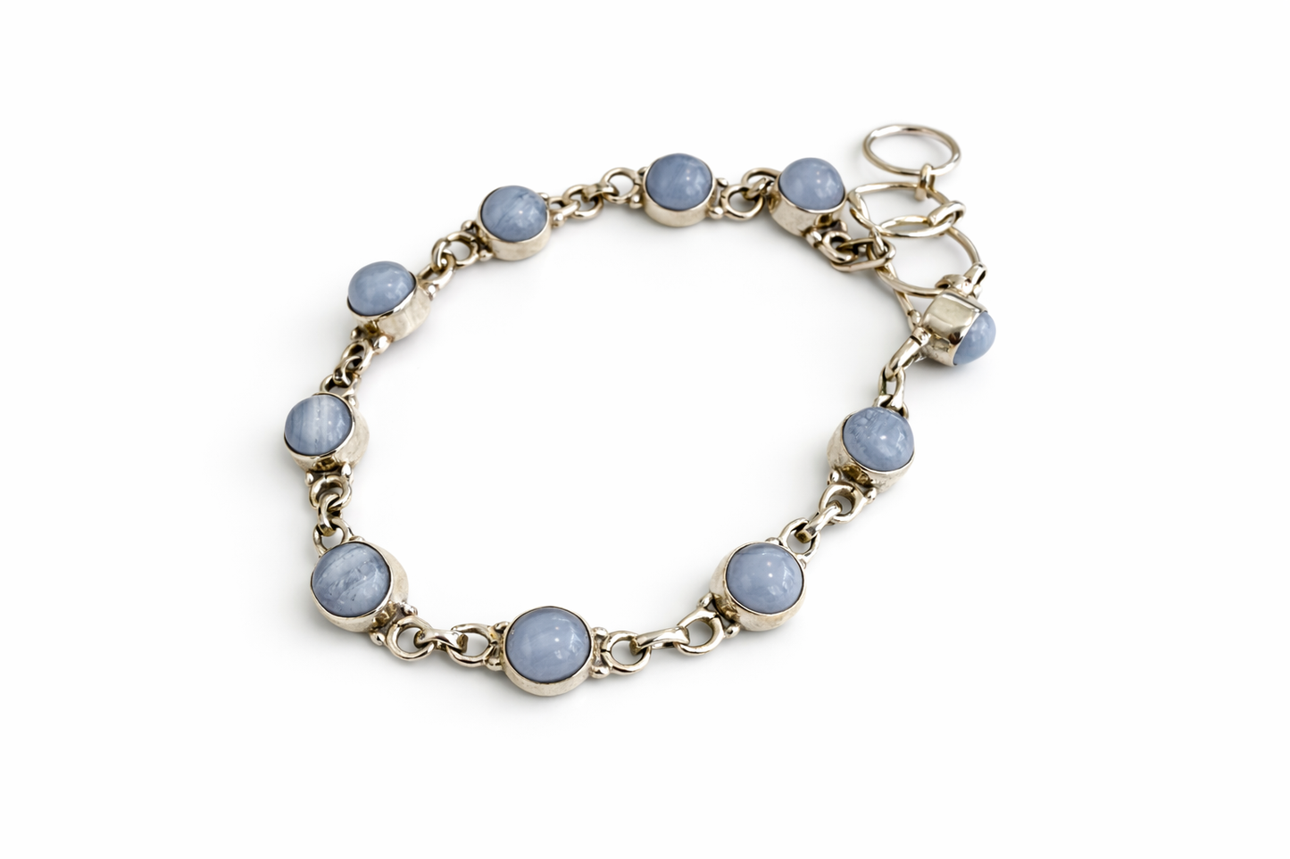 Sterling Silver Blue Lace Agate Tennis Bracelet