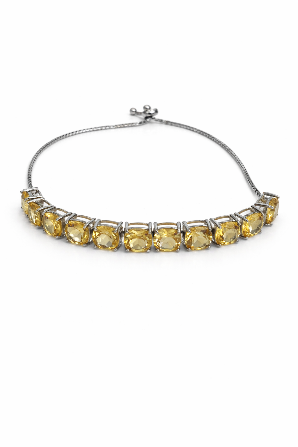 Sterling Silver Natural Citrine Adjustable Bracelet