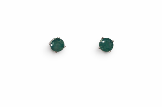 Sterling Silver Emerald Stud Earrings New