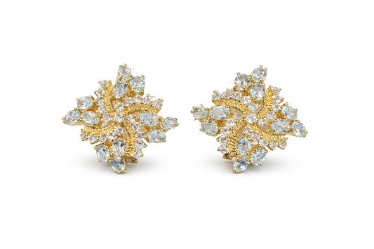 Gold Vermeil Blue Topaz And Aquamarine Earrings