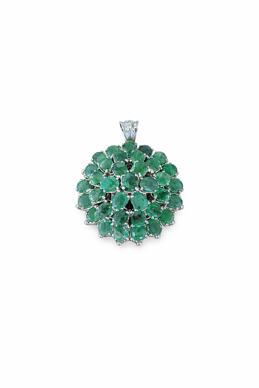 Emerald Sterling Silver Starburst Pendant