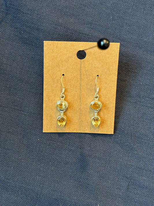 Sterling Silver Citrine Dangle Earrings