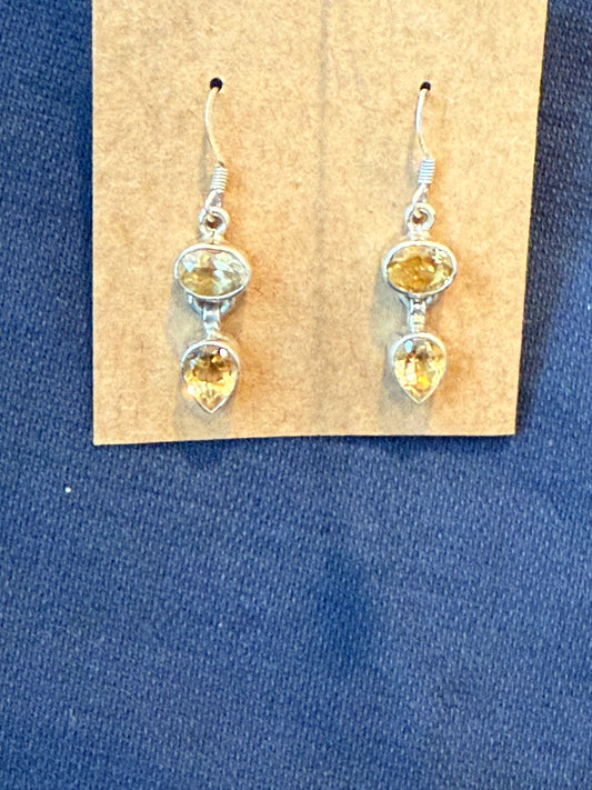 Sterling Silver Citrine Dangle Earrings