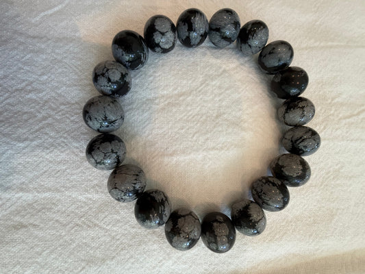 Snowflake Obsidian Beaded Bracelet