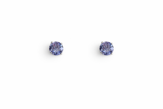 Sterling Silver Tanzanite Stud Earrings New