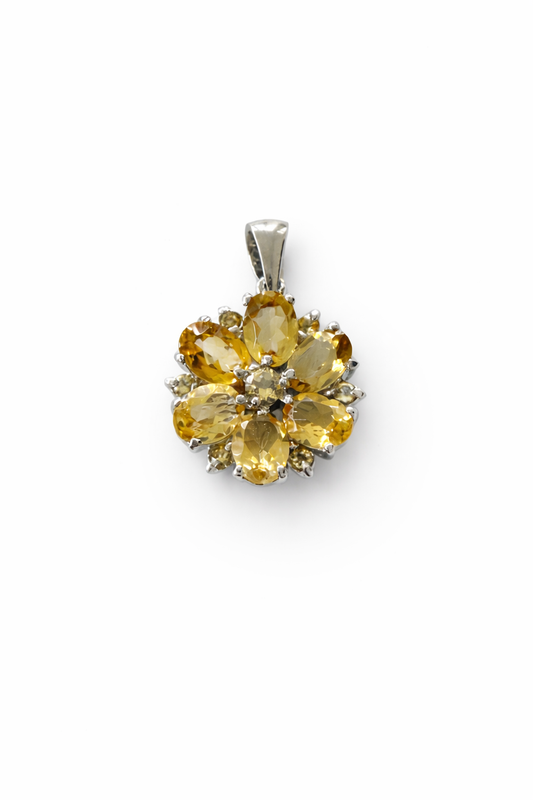 Sterling Silver Citrine Flower Pendant