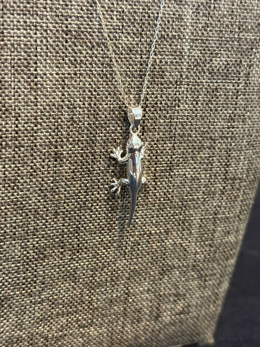 Sterling Silver Lizard Charm Necklace