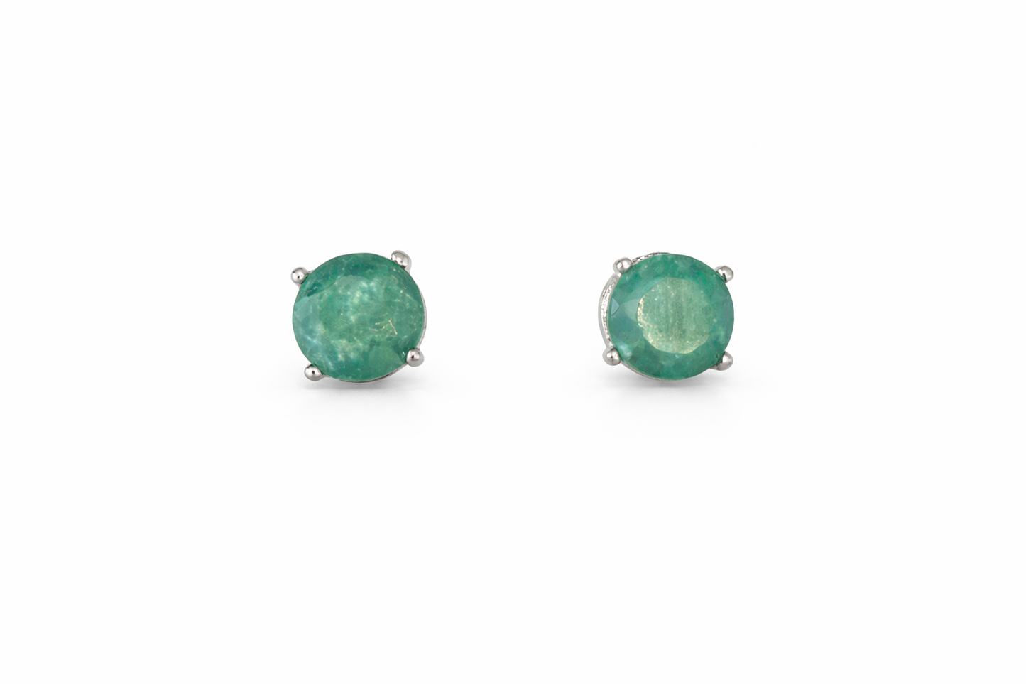 Sterling Silver Emerald Stud Earrings