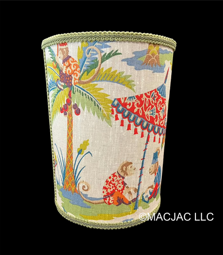 Monkey Fabric Covered Wastebasket - ***In Stock***
