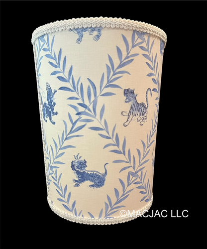 Foo Dog Fabric Covered Wastebasket ***In Stock***
