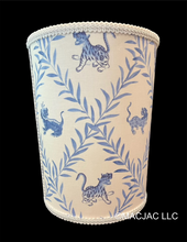 Load image into Gallery viewer, Foo Dog Fabric Covered Wastebasket