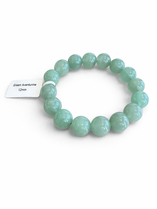 Green Aventurine 12MM Beaded Bracelet
