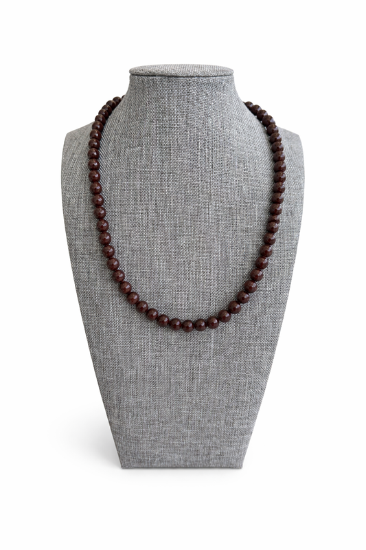 Garnet 8MM Beaded Necklace