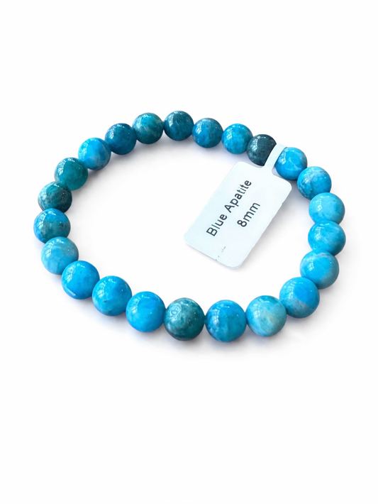 Blue Apatite 8MM Beaded Bracelet
