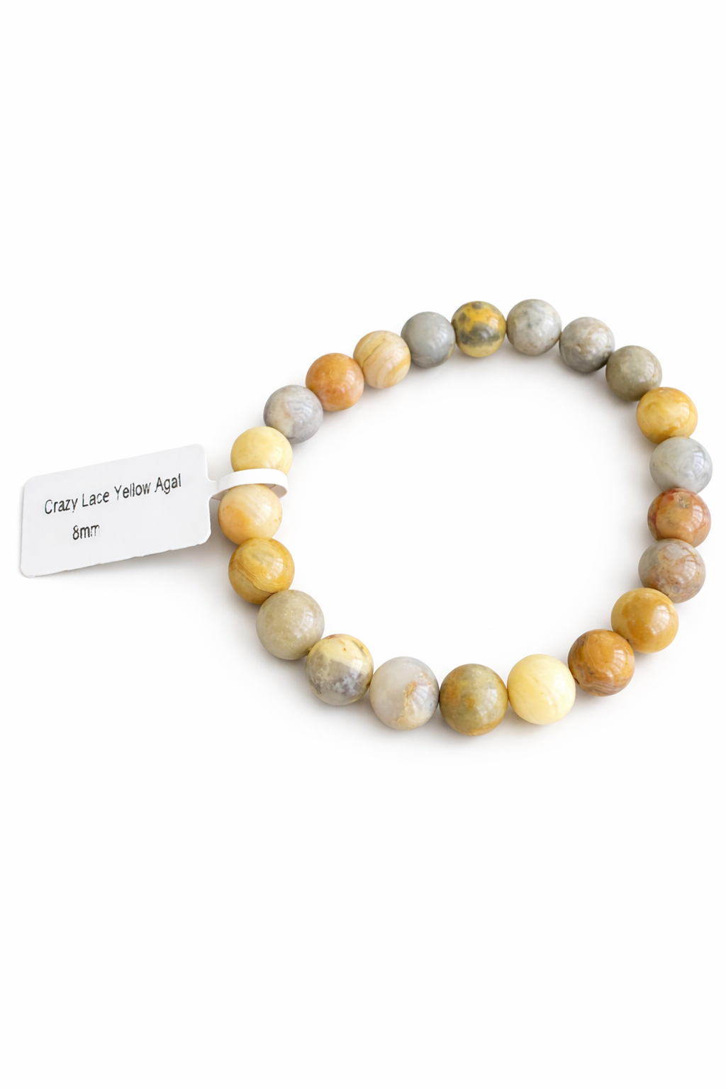 Crazy Lace Yellow Agate 8MM Beaded Bracelet