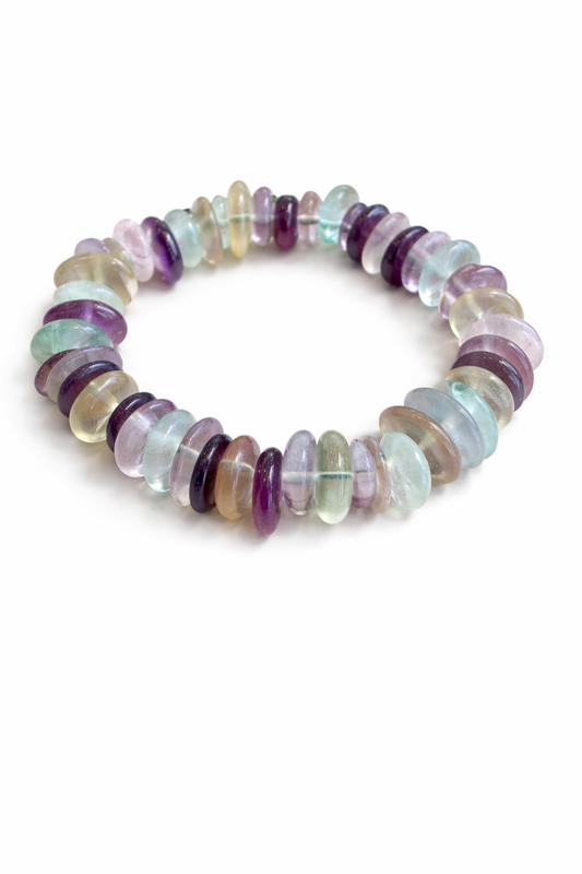 Rainbow Fuchsite Beaded Coin Shaped Bracelet