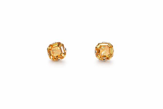 Sterling Silver Peach Color Tourmaline Stud Earrings New