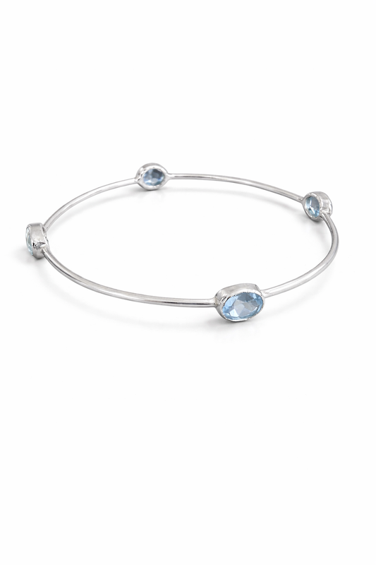 Sterling Silver Blue Topaz Bangle Bracelet