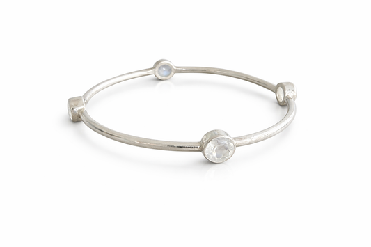 Sterling Silver Moonstone Bangle Bracelet