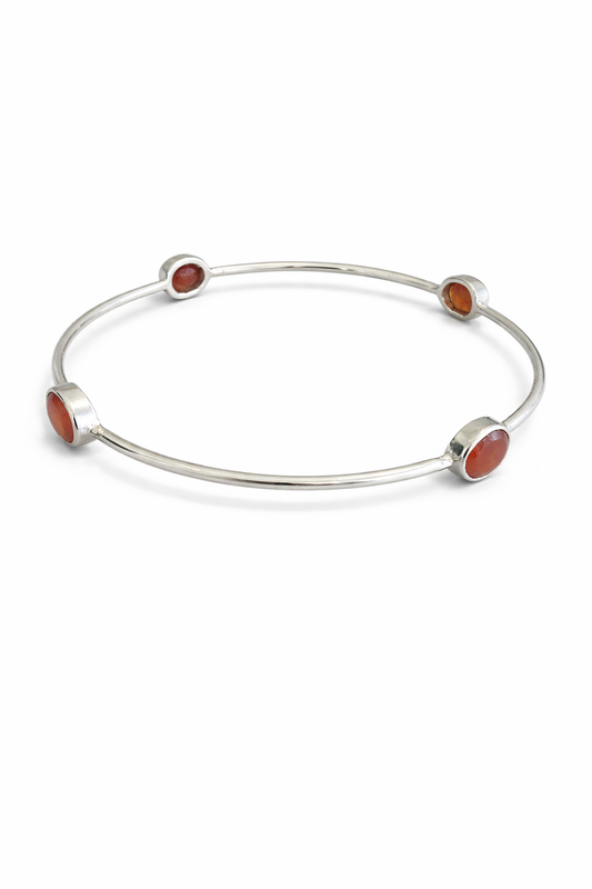 Sterling Silver Carnelian Bangle Bracelet