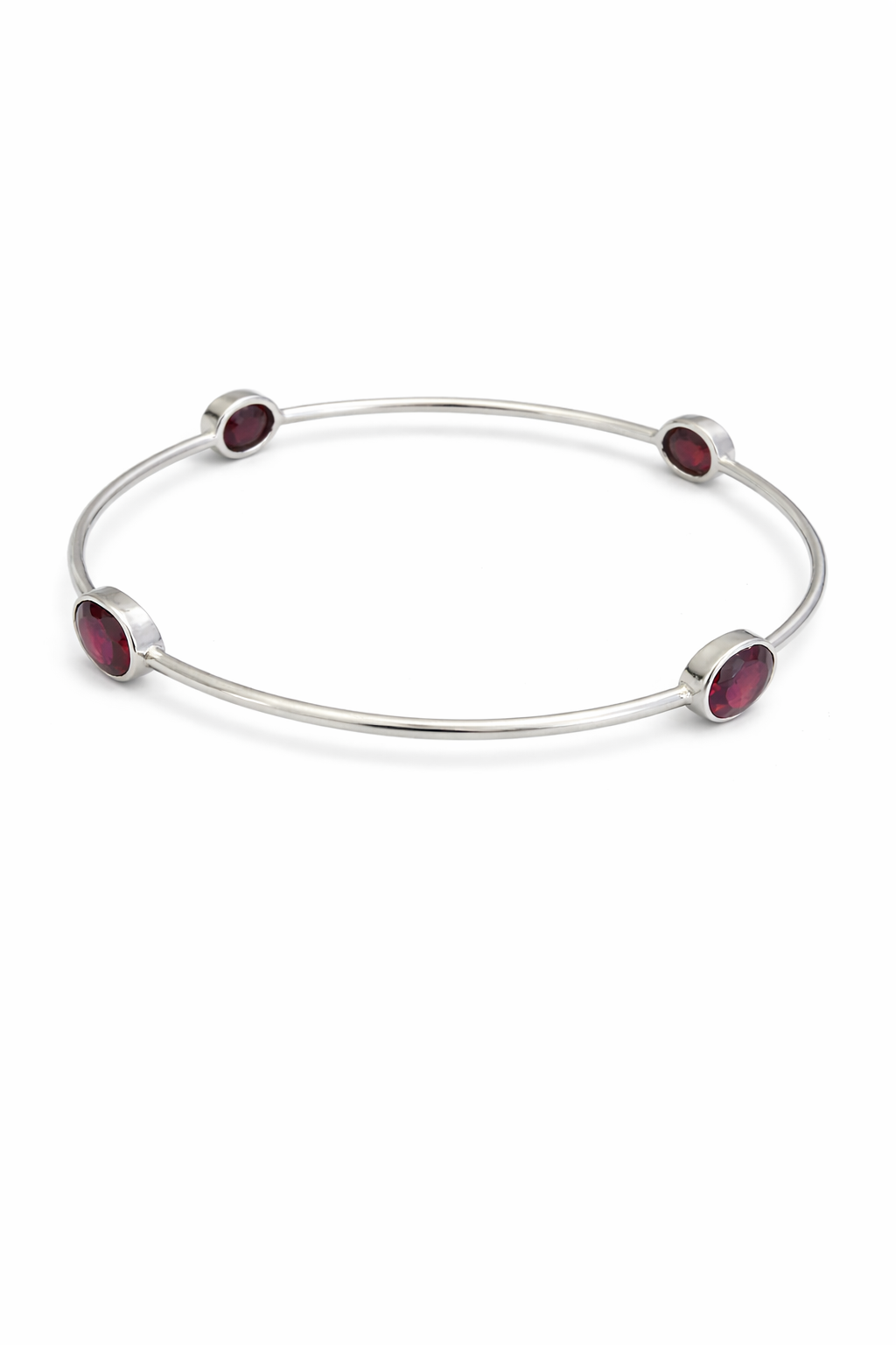 Sterling Silver Garnet Bangle Bracelet